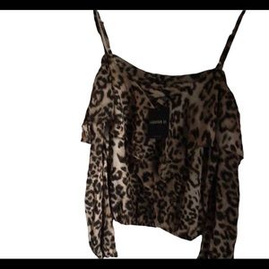 Forever 21 Woven Taupe and Black Top